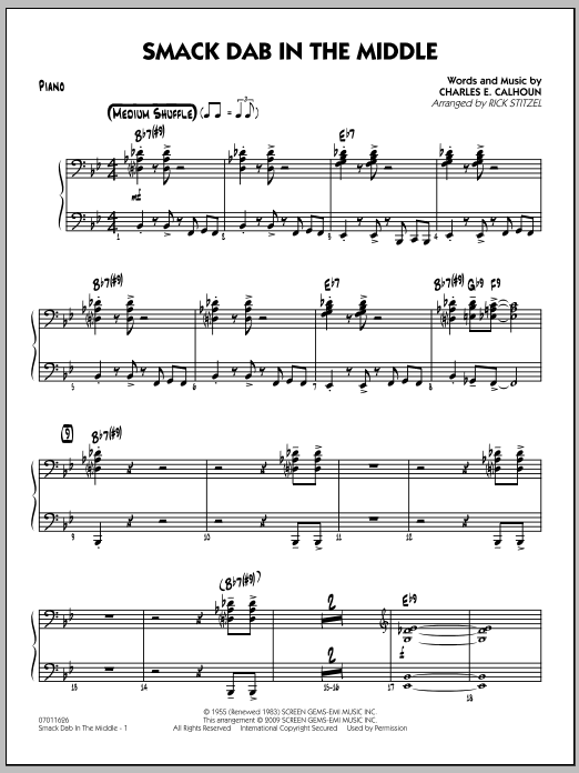 Download Rick Stitzel Smack Dab In The Middle - Piano Sheet Music and learn how to play Jazz Ensemble PDF digital score in minutes