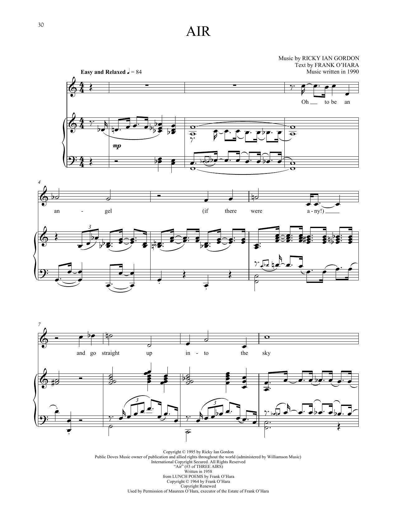 Download Ricky Ian Gordon Air Sheet Music and learn how to play Piano & Vocal PDF digital score in minutes