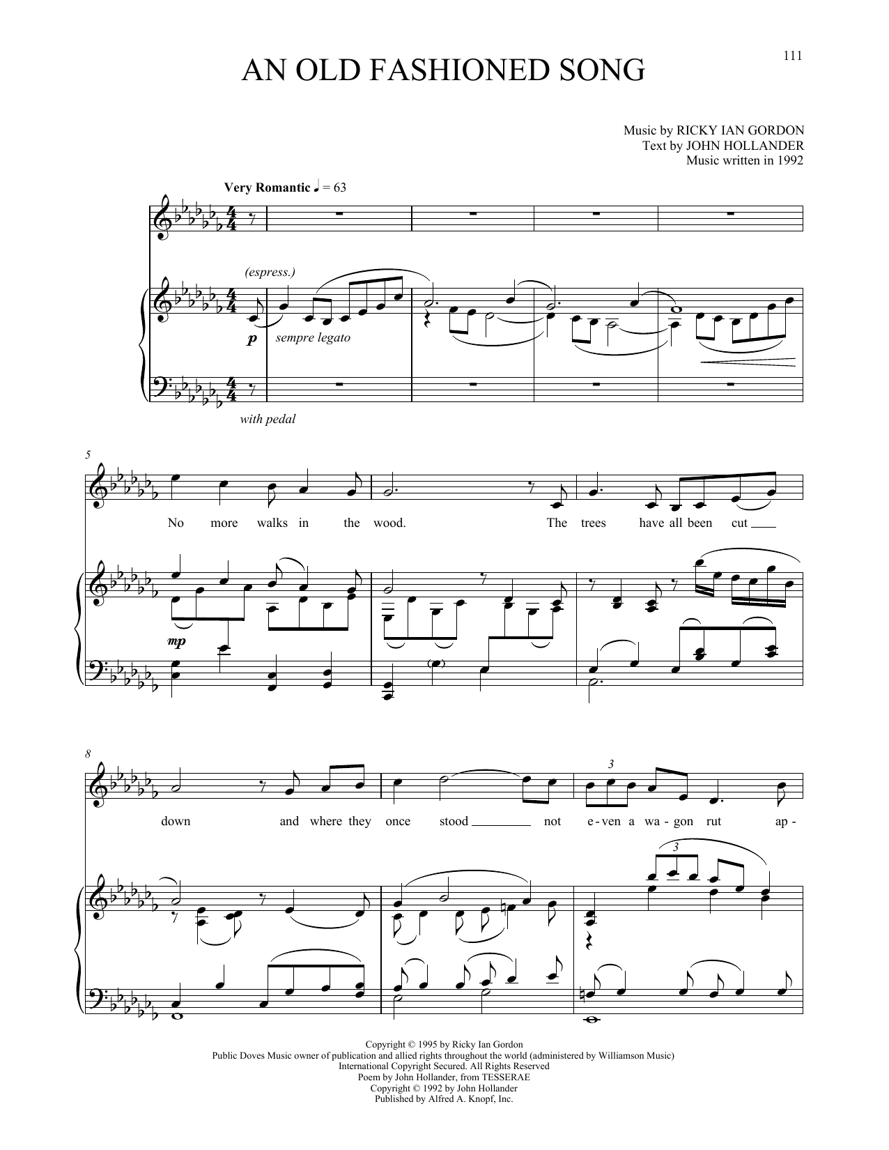 Download Ricky Ian Gordon An Old Fashioned Song Sheet Music and learn how to play Piano & Vocal PDF digital score in minutes