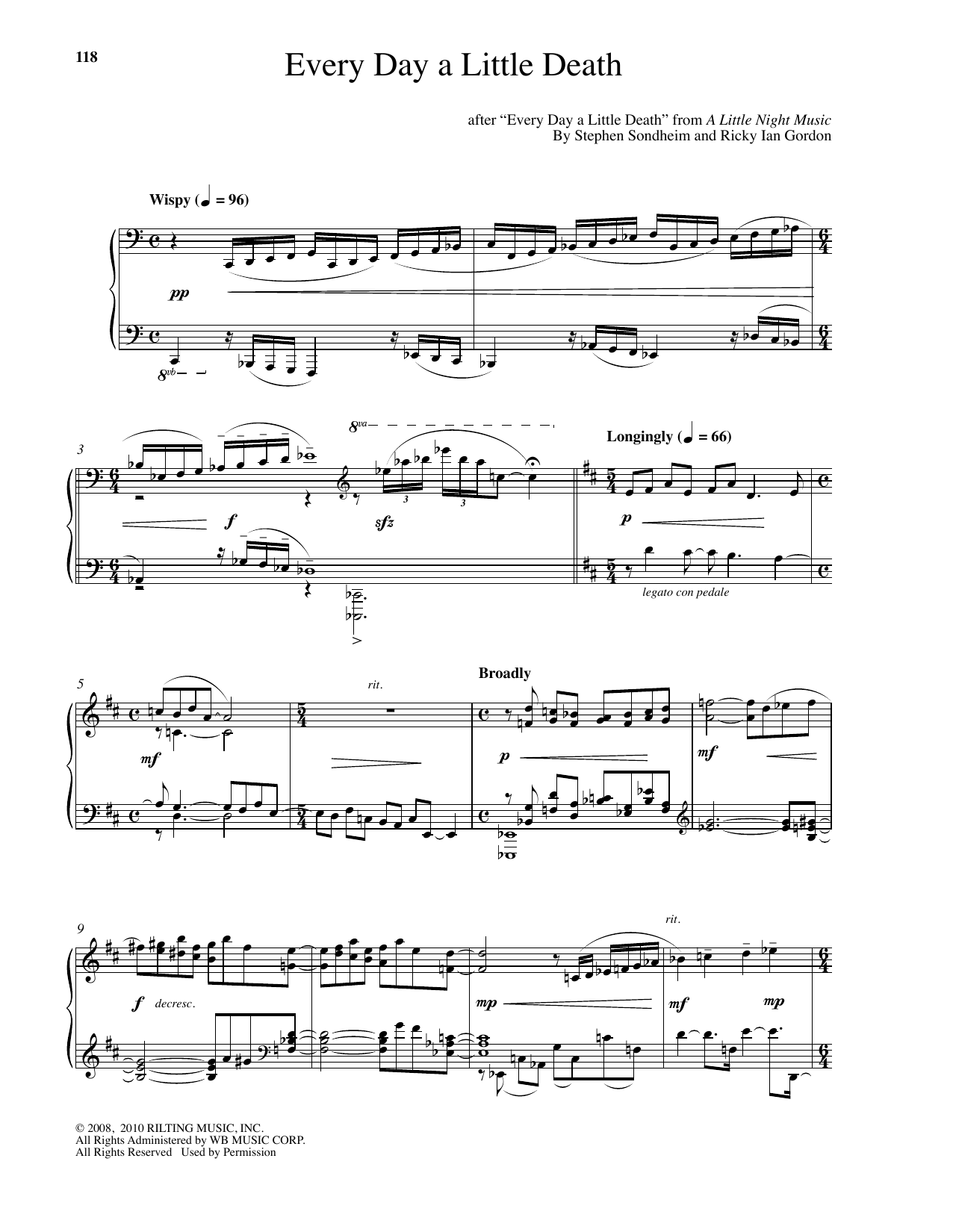 Download Ricky Ian Gordon Every Day A Little Death Sheet Music and learn how to play Piano PDF digital score in minutes