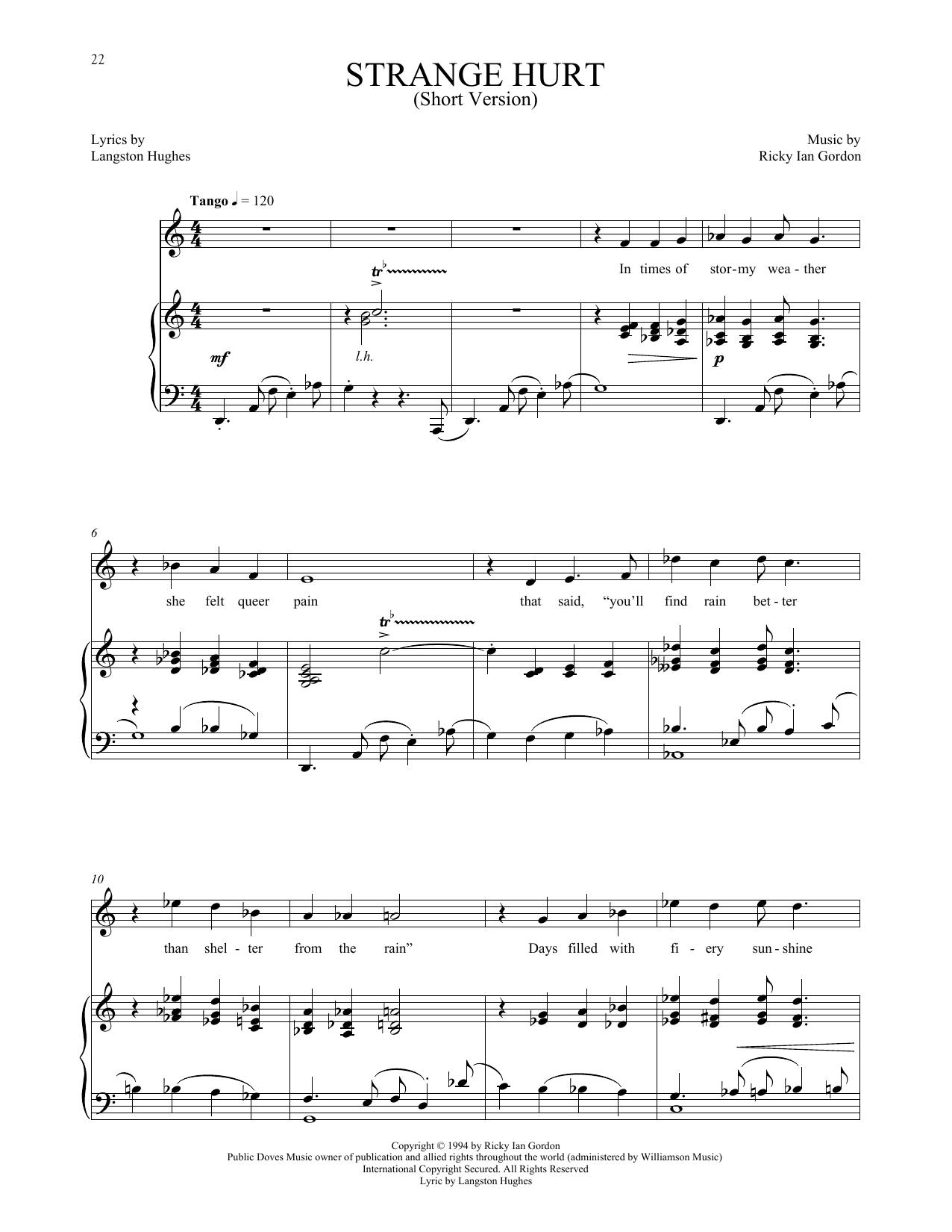 Download Ricky Ian Gordon Strange Hurt [Short version] Sheet Music and learn how to play Piano & Vocal PDF digital score in minutes