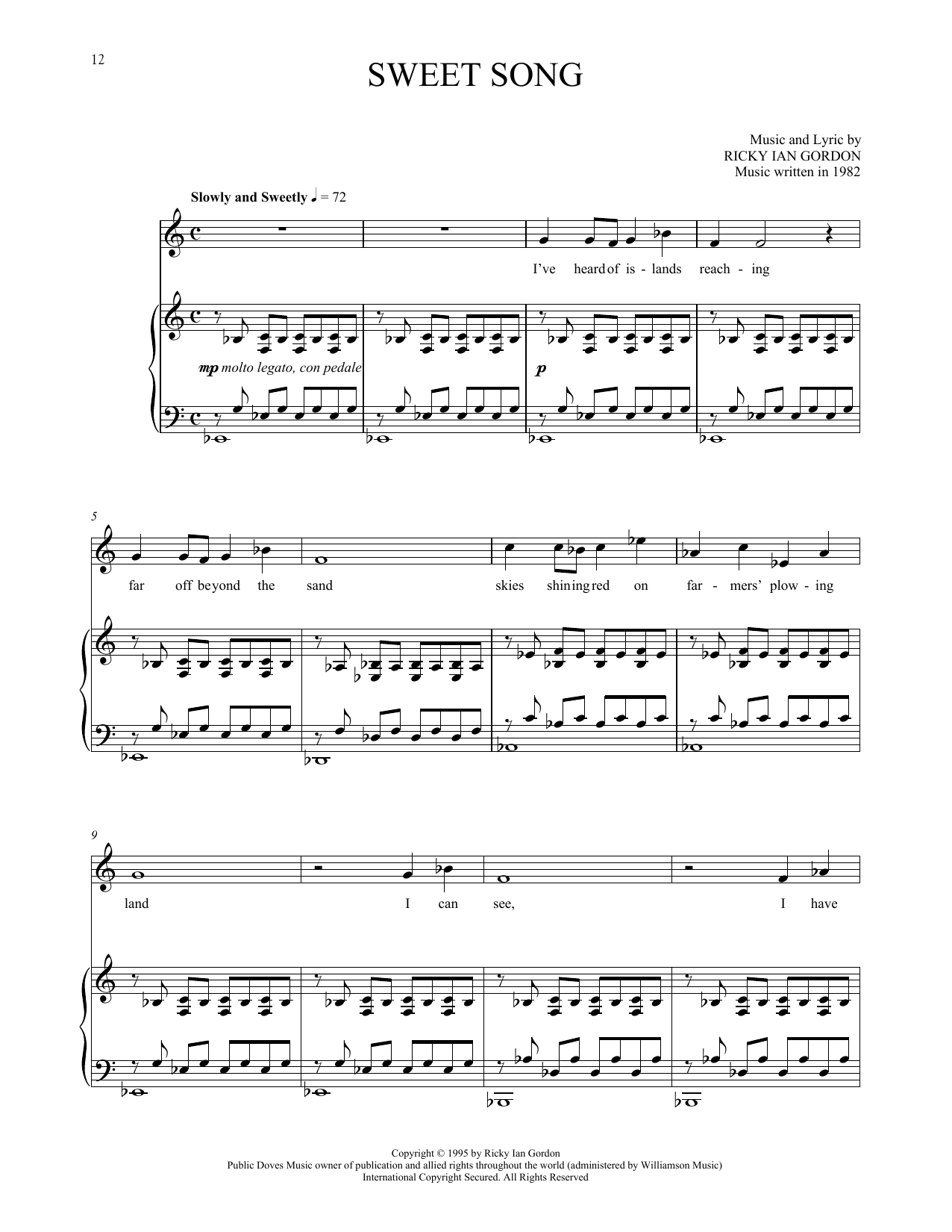 Download Ricky Ian Gordon Sweet Song Sheet Music and learn how to play Piano & Vocal PDF digital score in minutes