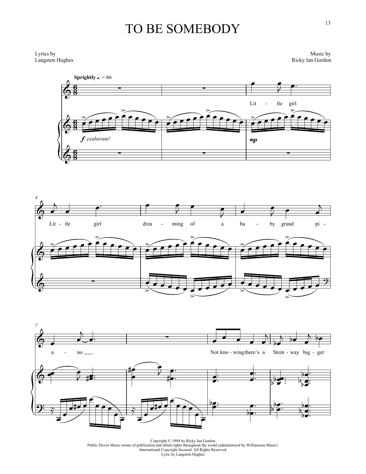 Download Ricky Ian Gordon To Be Somebody Sheet Music and learn how to play Piano & Vocal PDF digital score in minutes