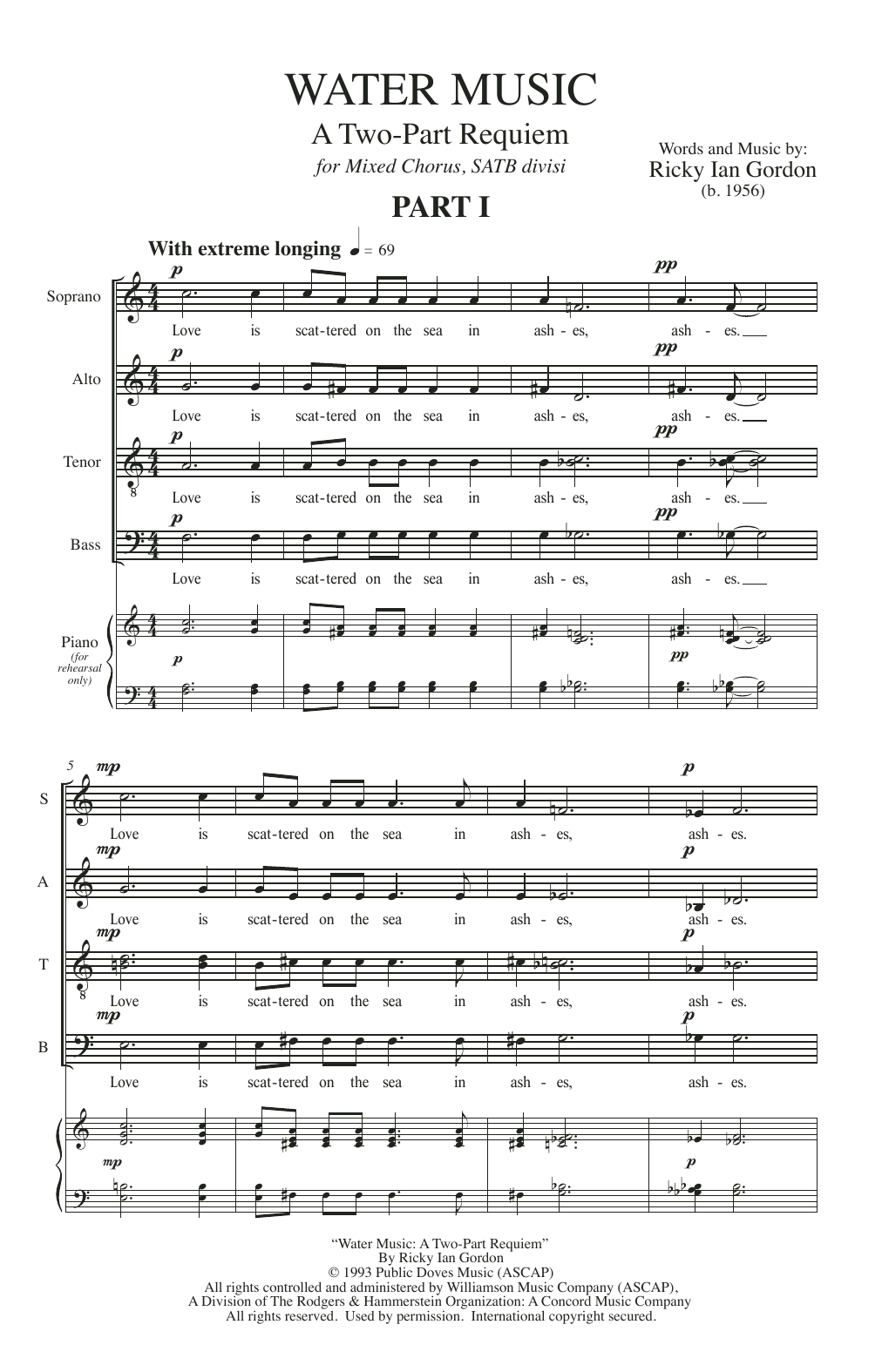 Download Ricky Ian Gordon Water Music Sheet Music and learn how to play SATB PDF digital score in minutes