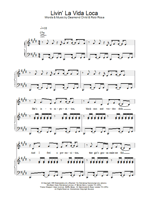 Download Ricky Martin Livin' La Vida Loca Sheet Music and learn how to play Trombone PDF digital score in minutes