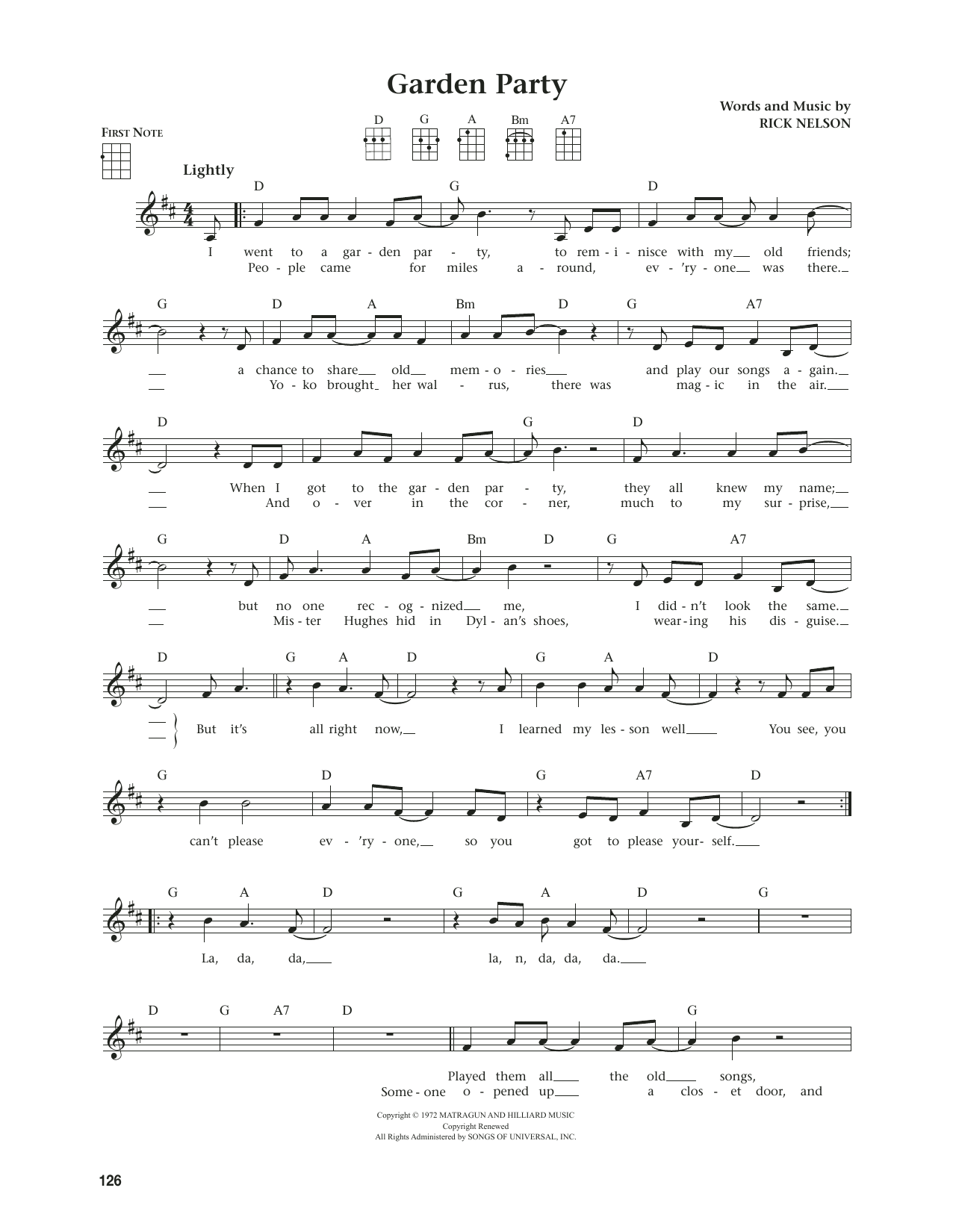 Download Ricky Nelson Garden Party (from The Daily Ukulele) (arr. Jim Beloff) Sheet Music and learn how to play Ukulele PDF digital score in minutes