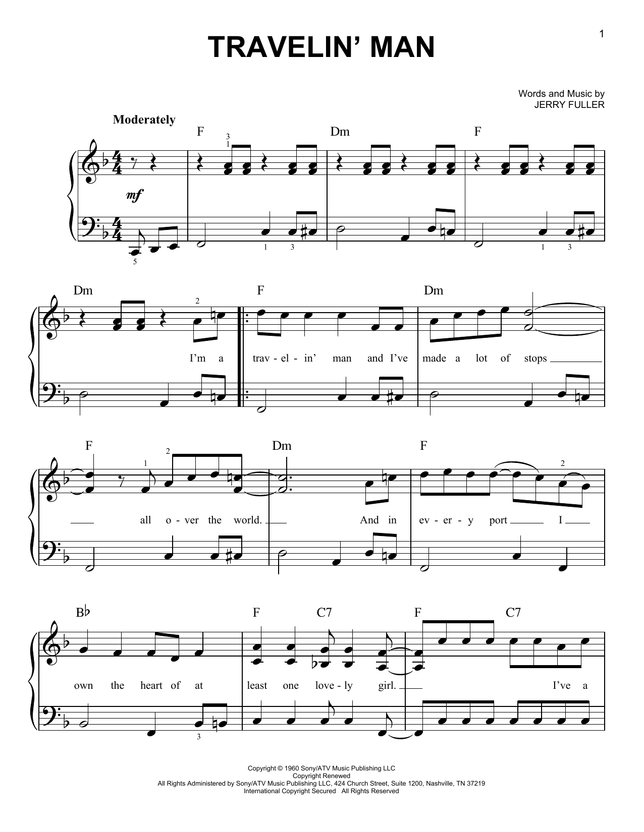 Download Ricky Nelson Travelin' Man Sheet Music and learn how to play Lyrics & Chords PDF digital score in minutes