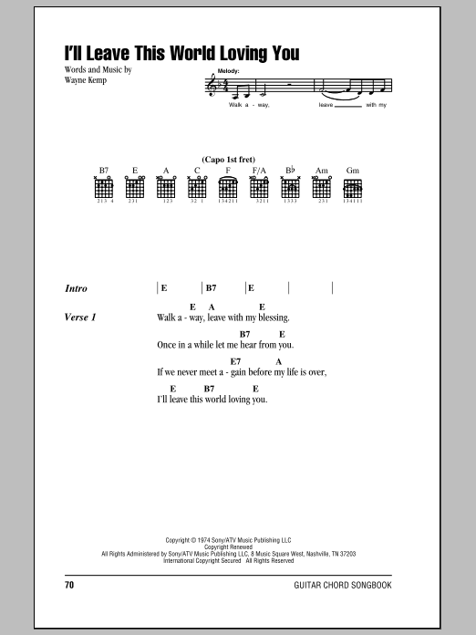 Download Ricky Van Shelton I'll Leave This World Loving You Sheet Music and learn how to play Easy Guitar PDF digital score in minutes