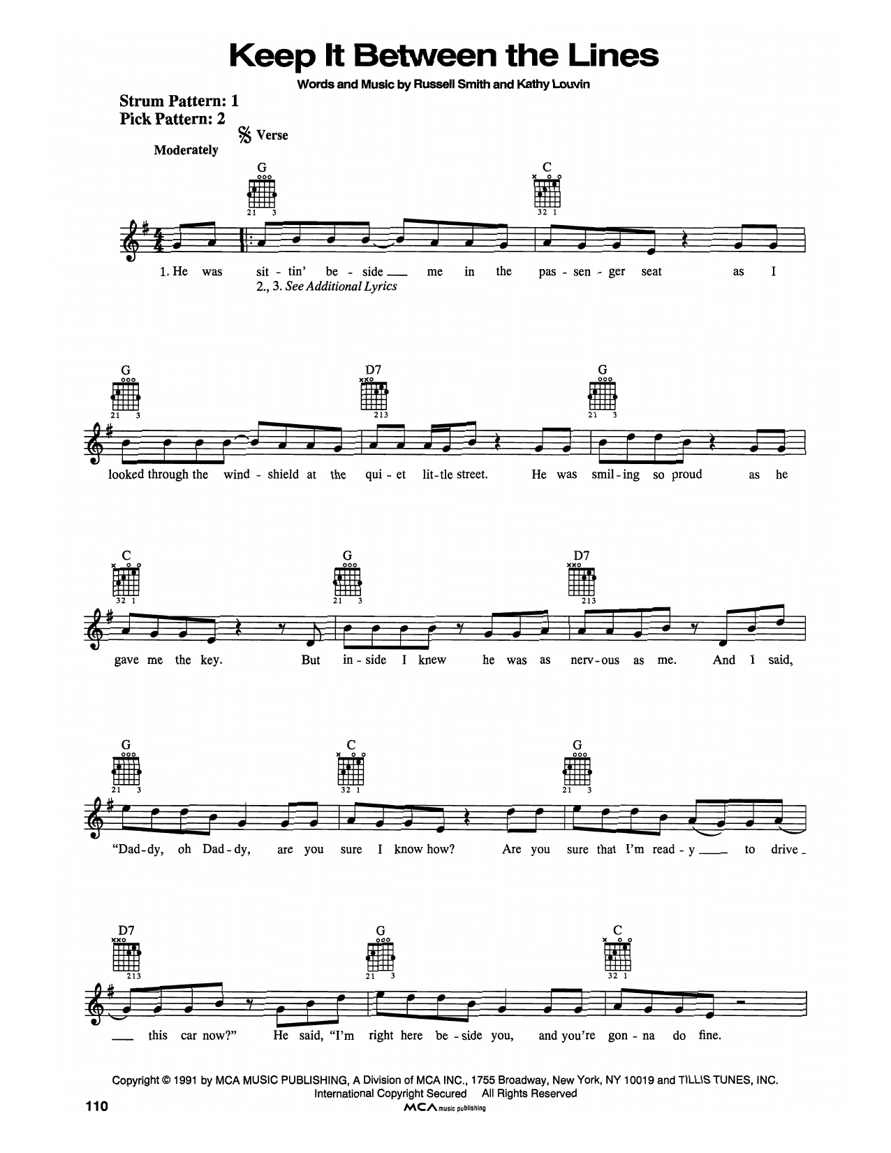 Download Ricky Van Shelton Keep It Between The Lines Sheet Music and learn how to play Easy Guitar PDF digital score in minutes