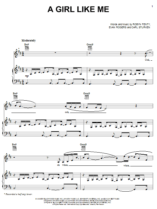 Download Rihanna A Girl Like Me Sheet Music and learn how to play Piano, Vocal & Guitar (Right-Hand Melody) PDF digital score in minutes