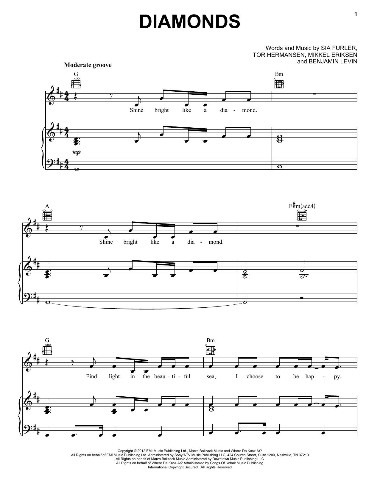 Download Rihanna Diamonds Sheet Music and learn how to play Easy Guitar Tab PDF digital score in minutes