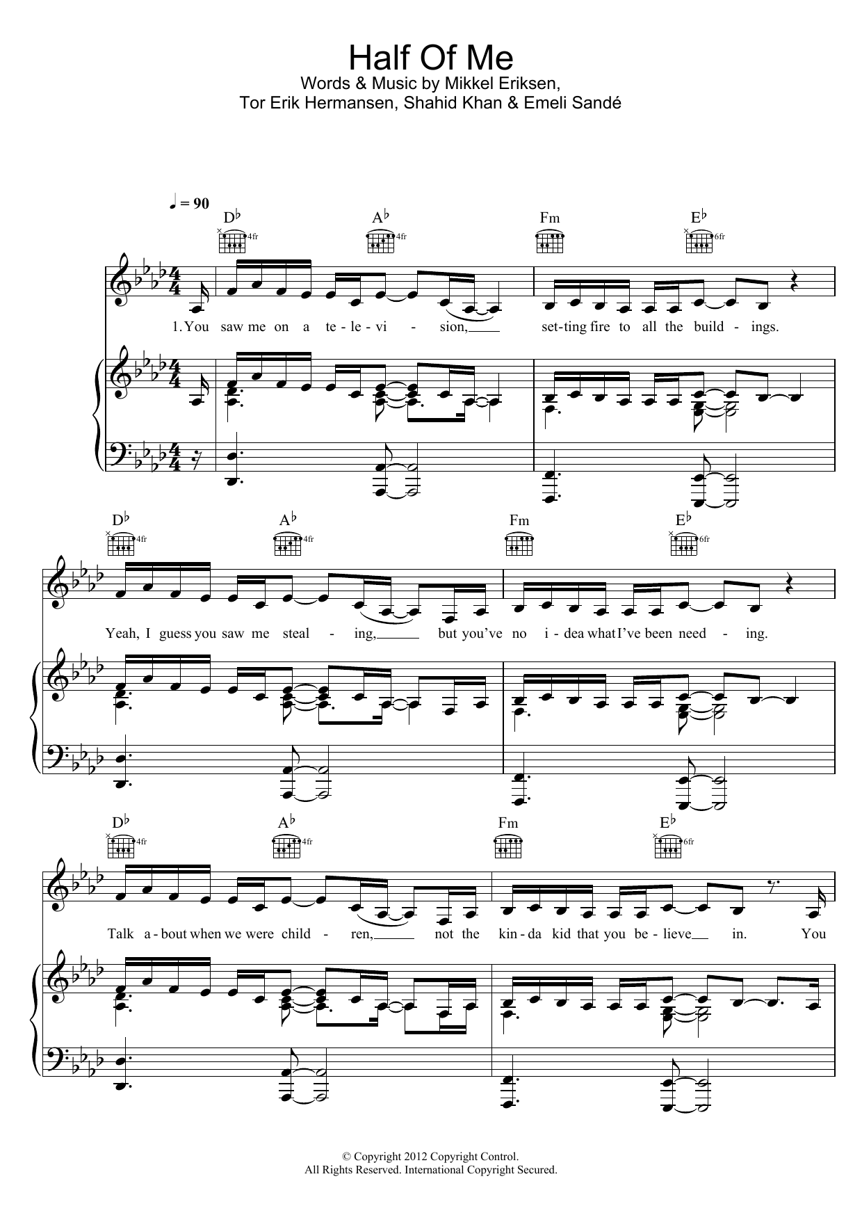 Download Rihanna Half Of Me Sheet Music and learn how to play Easy Piano PDF digital score in minutes