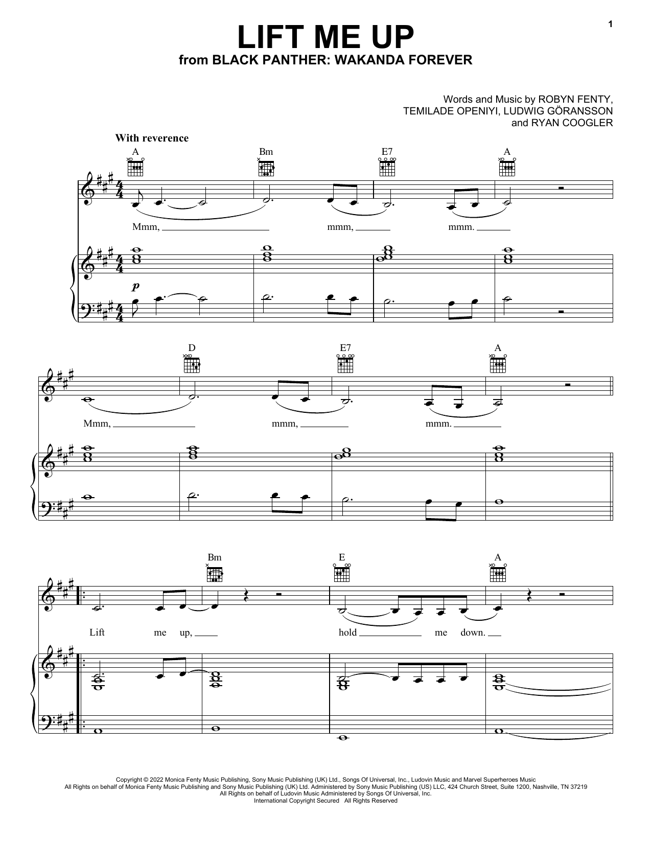 Download Rihanna Lift Me Up (from Black Panther: Wakanda Forever) Sheet Music and learn how to play Violin Solo PDF digital score in minutes