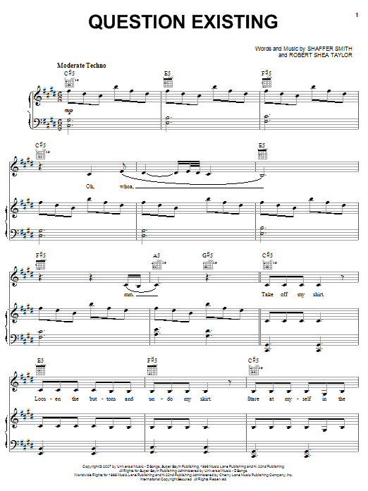 Download Rihanna Question Existing Sheet Music and learn how to play Piano, Vocal & Guitar (Right-Hand Melody) PDF digital score in minutes