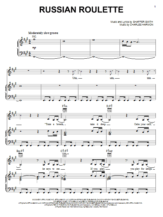 Download Rihanna Russian Roulette Sheet Music and learn how to play Alto Saxophone PDF digital score in minutes