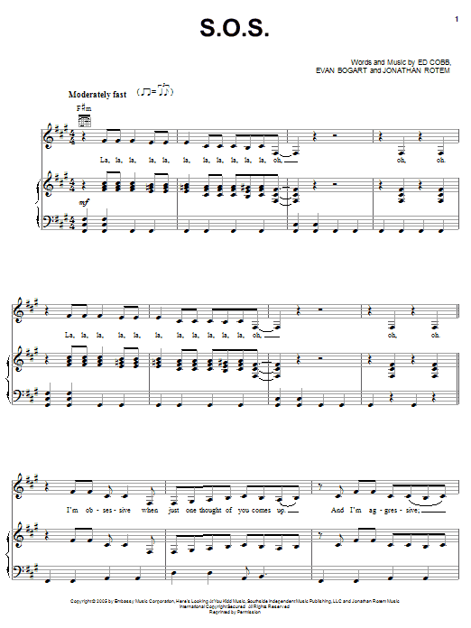 Download Rihanna S.O.S. Sheet Music and learn how to play Piano, Vocal & Guitar (Right-Hand Melody) PDF digital score in minutes