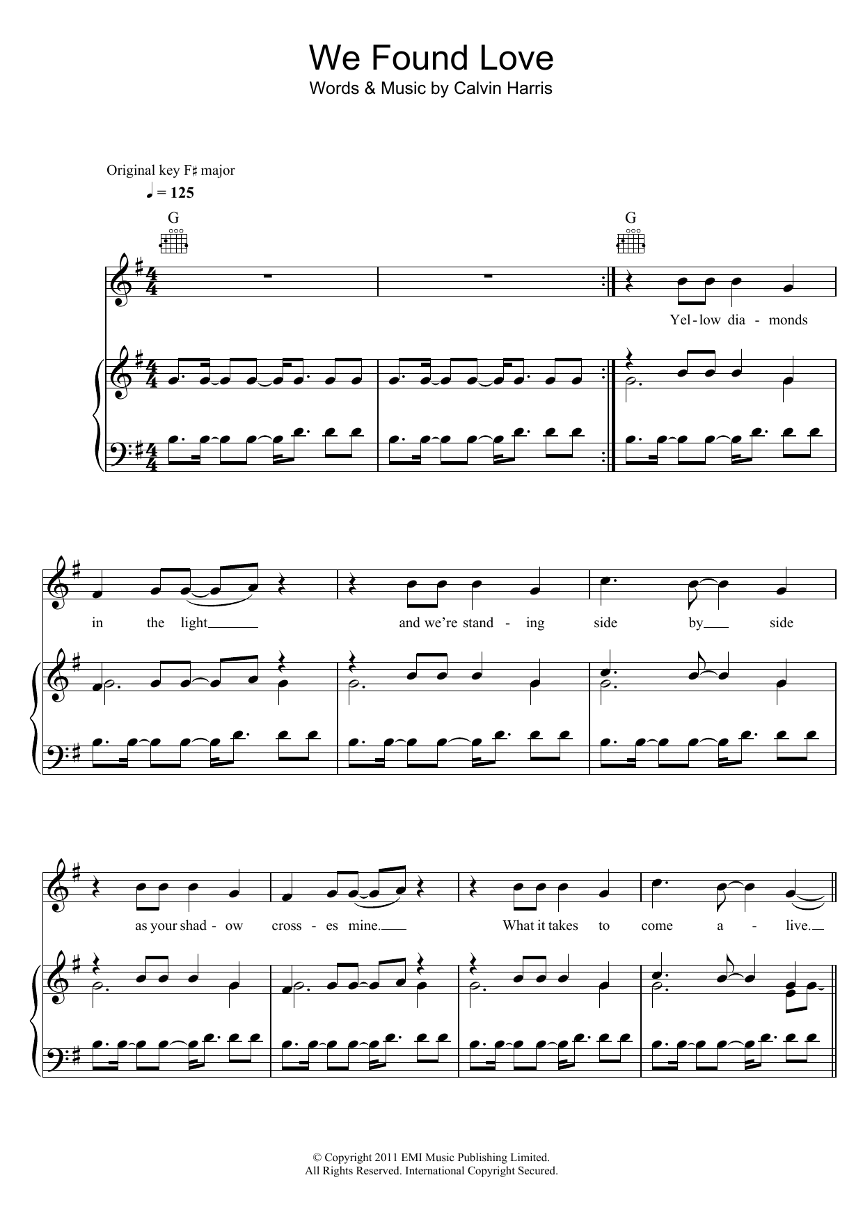 Download Rihanna We Found Love (feat. Calvin Harris) Sheet Music and learn how to play Alto Saxophone PDF digital score in minutes