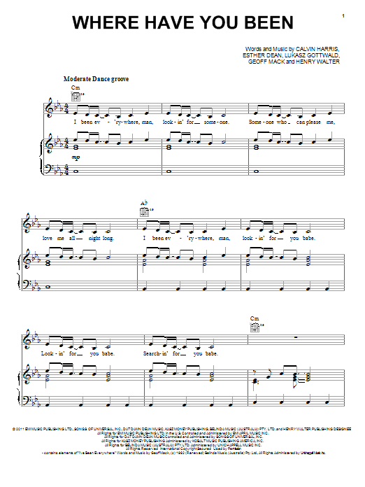 Download Rihanna Where Have You Been Sheet Music and learn how to play Piano, Vocal & Guitar (Right-Hand Melody) PDF digital score in minutes