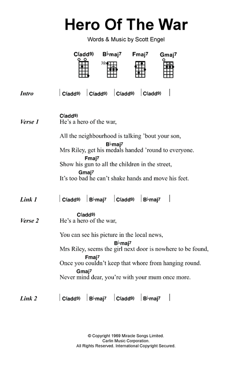 Download Rise Against Hero Of The War Sheet Music and learn how to play Ukulele PDF digital score in minutes
