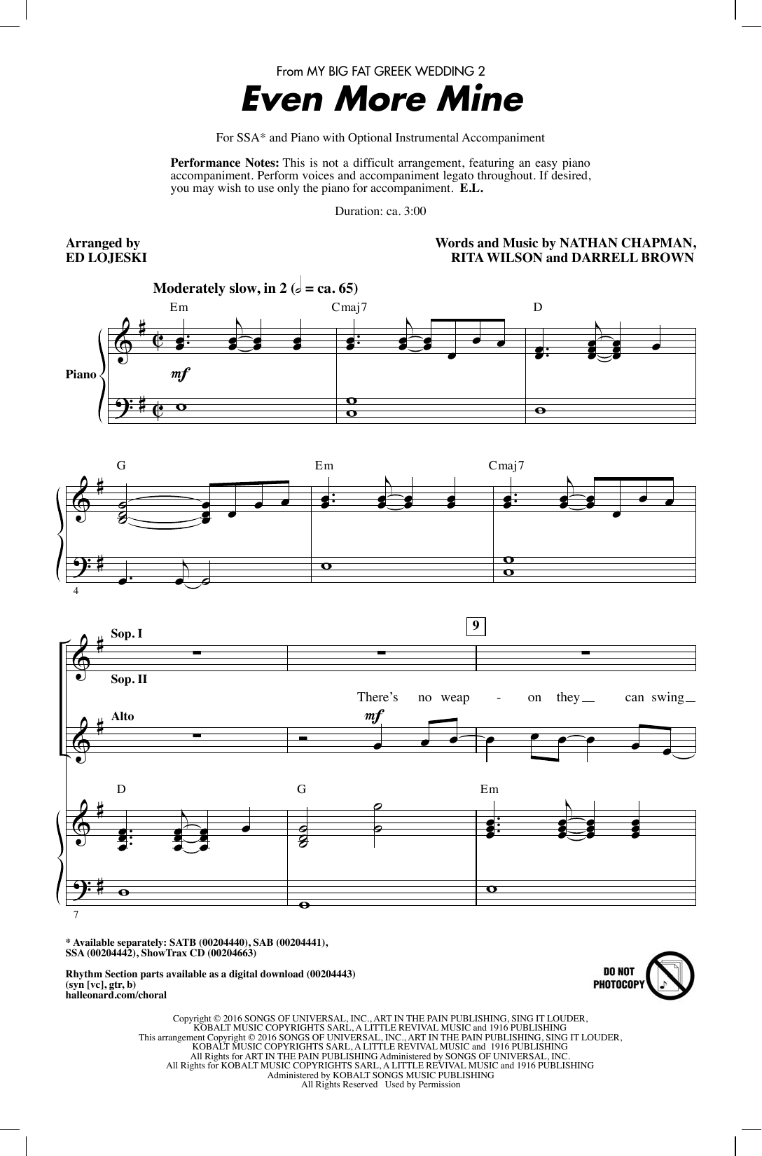 Download Ed Lojeski Even More Mine Sheet Music and learn how to play SSA PDF digital score in minutes