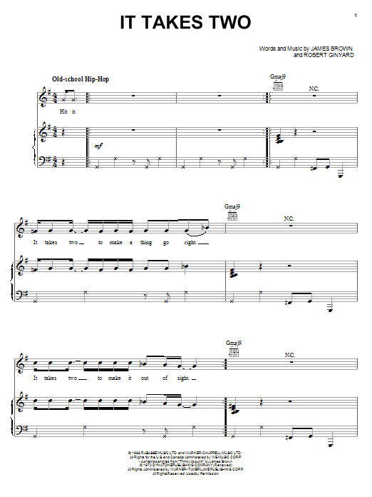 Download Rob Base & DJ E-Z Rock It Takes Two Sheet Music and learn how to play Piano, Vocal & Guitar (Right-Hand Melody) PDF digital score in minutes