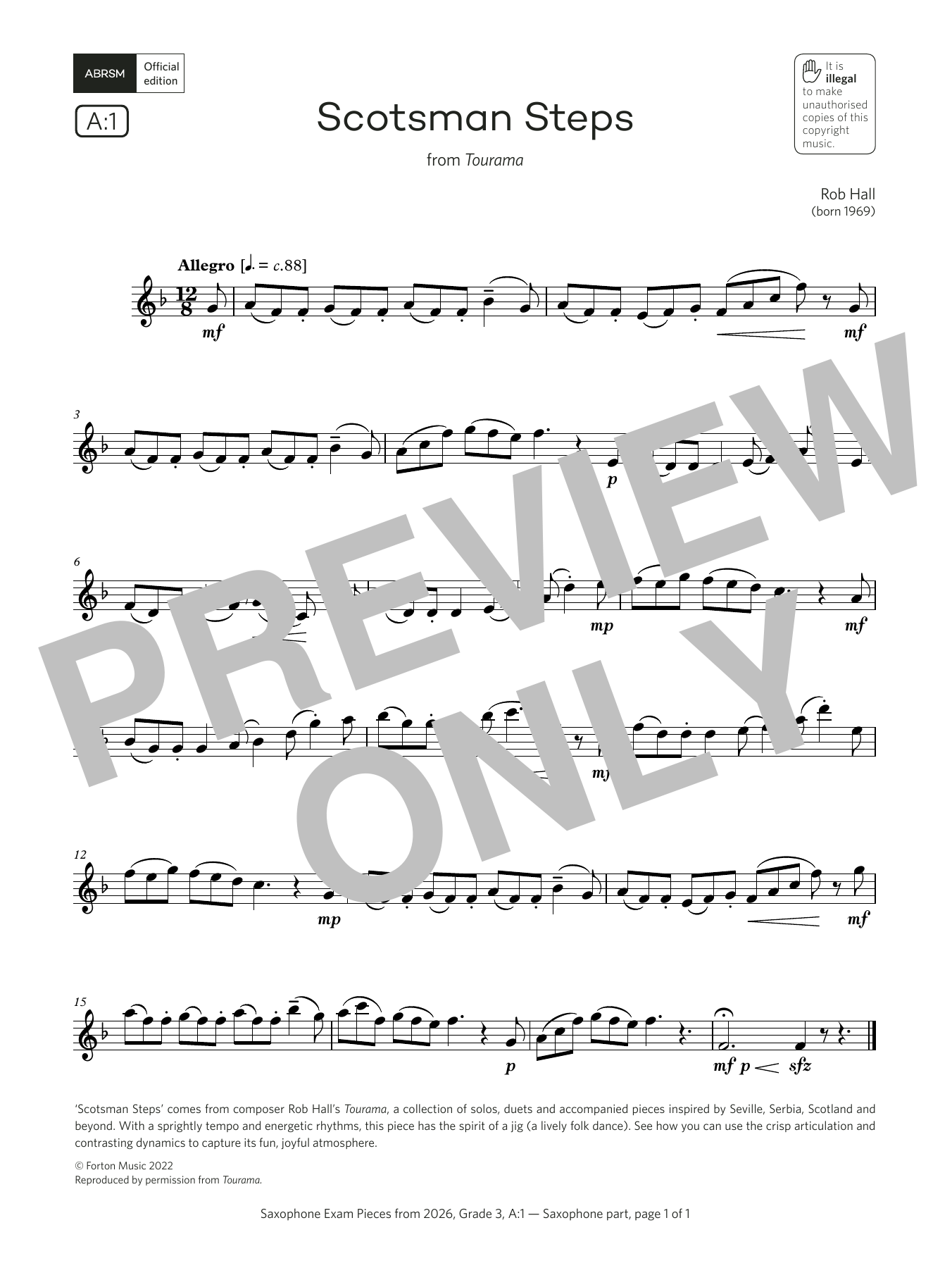 Download Rob Hall Scotsman Steps (Grade 3, list A1, from the ABRSM Saxophone Syllabus from 2026) Sheet Music and learn how to play Alto Sax Solo PDF digital score in minutes