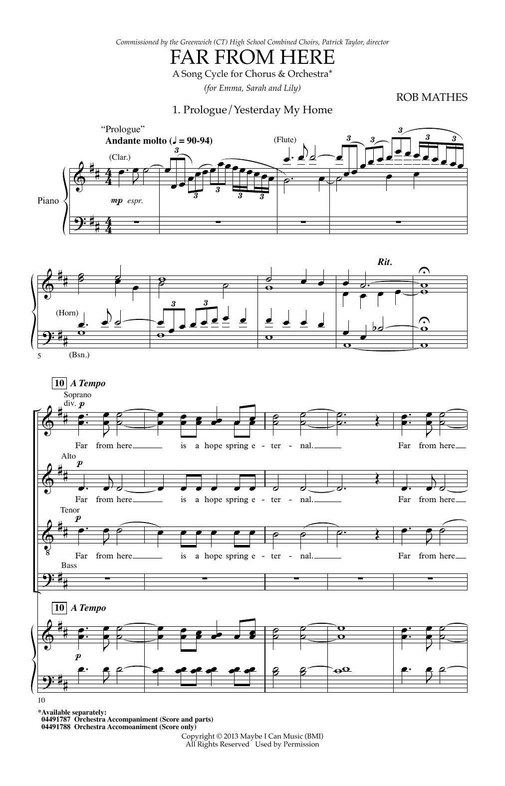 Download Rob Mathes Prologue/Yesterday My Home Sheet Music and learn how to play SATB PDF digital score in minutes