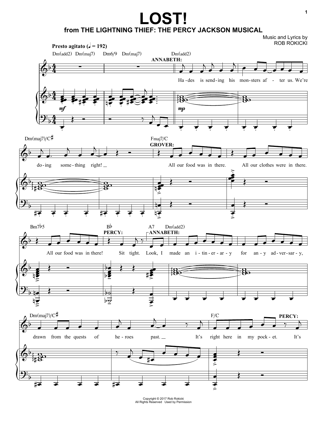Download Rob Rokicki Lost! (from The Lightning Thief: The Percy Jackson Musical) Sheet Music and learn how to play Piano & Vocal PDF digital score in minutes
