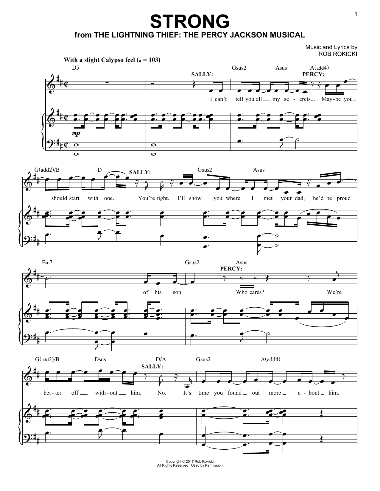 Download Rob Rokicki Strong (from The Lightning Thief: The Percy Jackson Musical) Sheet Music and learn how to play Piano & Vocal PDF digital score in minutes