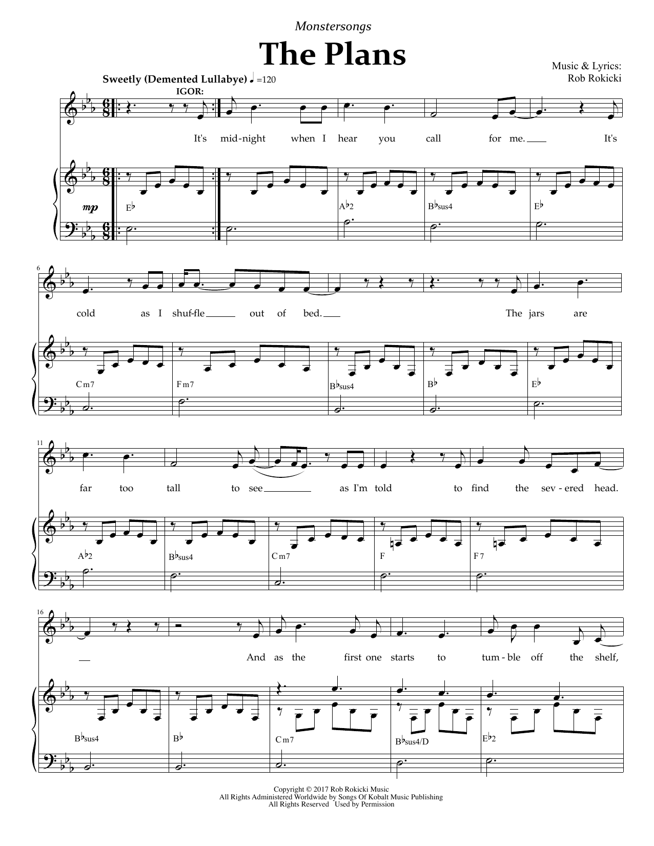 Download Rob Rokicki The Plans (from Monstersongs) Sheet Music and learn how to play Piano & Vocal PDF digital score in minutes