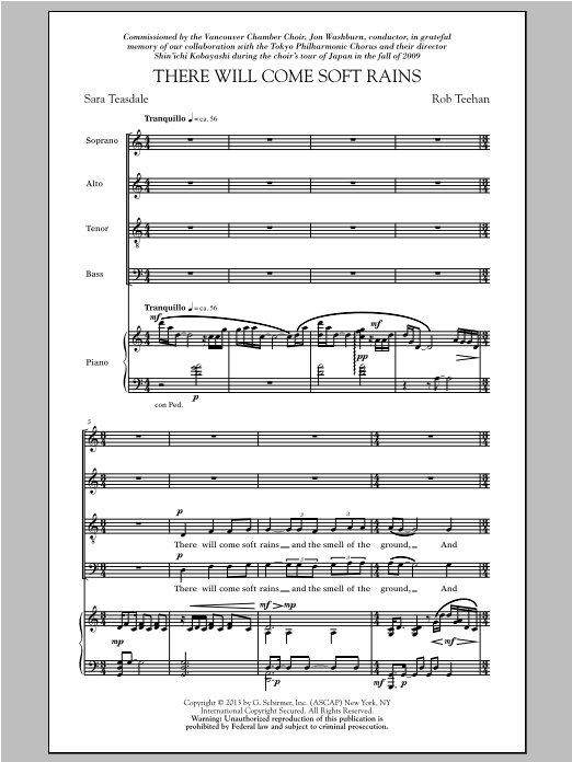 Download Rob Teehan There Will Come Soft Rains Sheet Music and learn how to play SATB PDF digital score in minutes