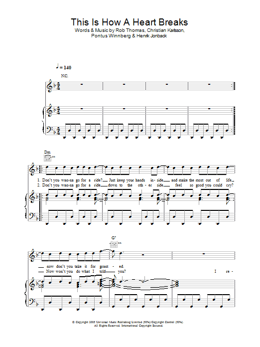 Download Rob Thomas This Is How A Heart Breaks Sheet Music and learn how to play Piano, Vocal & Guitar (Right-Hand Melody) PDF digital score in minutes
