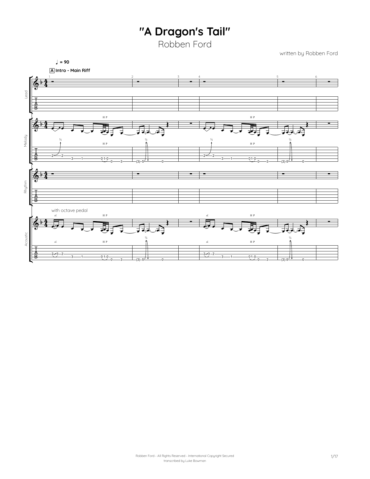 Download Robben Ford Dragon's Tail Sheet Music and learn how to play Guitar Tab PDF digital score in minutes