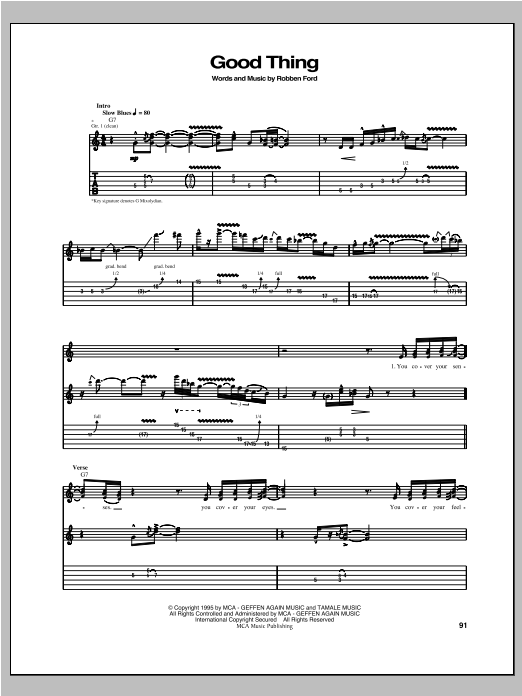 Download Robben Ford Good Thing Sheet Music and learn how to play Guitar Tab PDF digital score in minutes