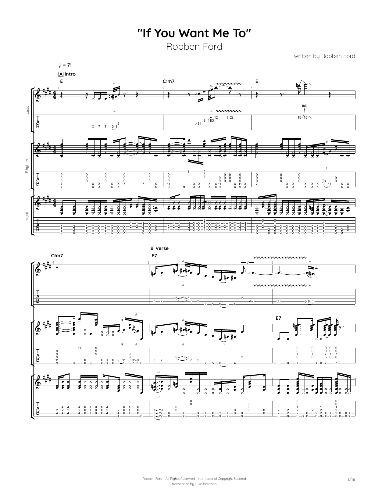 Download Robben Ford If You Want Me To Sheet Music and learn how to play Guitar Tab PDF digital score in minutes