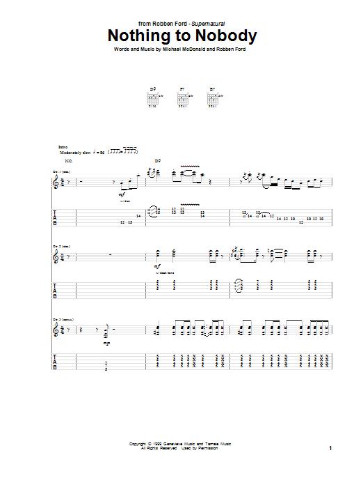 Download Robben Ford Nothing To Nobody Sheet Music and learn how to play Guitar Tab PDF digital score in minutes
