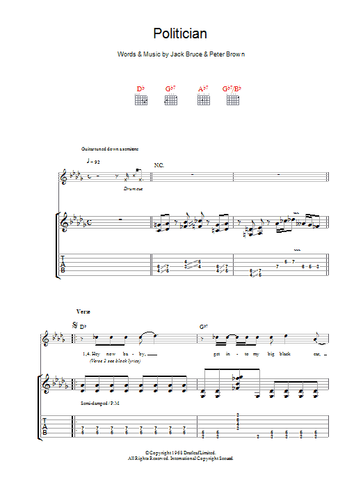 Download Robben Ford Politician Sheet Music and learn how to play Guitar Tab PDF digital score in minutes