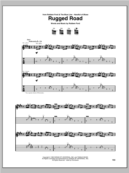Download Robben Ford Rugged Road Sheet Music and learn how to play Guitar Tab PDF digital score in minutes