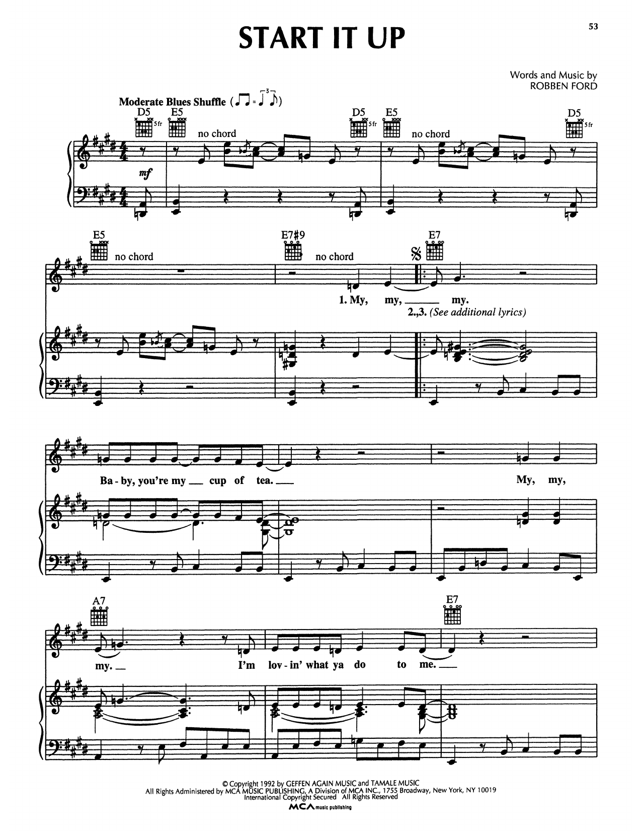 Download Robben Ford Start It Up (from The Firm) Sheet Music and learn how to play Piano Solo PDF digital score in minutes