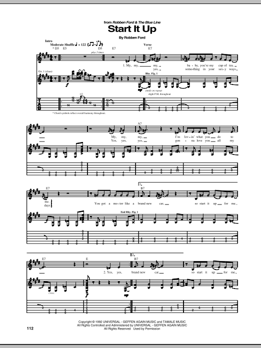 Download Robben Ford Start It Up Sheet Music and learn how to play Guitar Tab PDF digital score in minutes