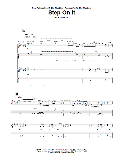 Download Robben Ford Step On It Sheet Music and learn how to play Guitar Tab PDF digital score in minutes