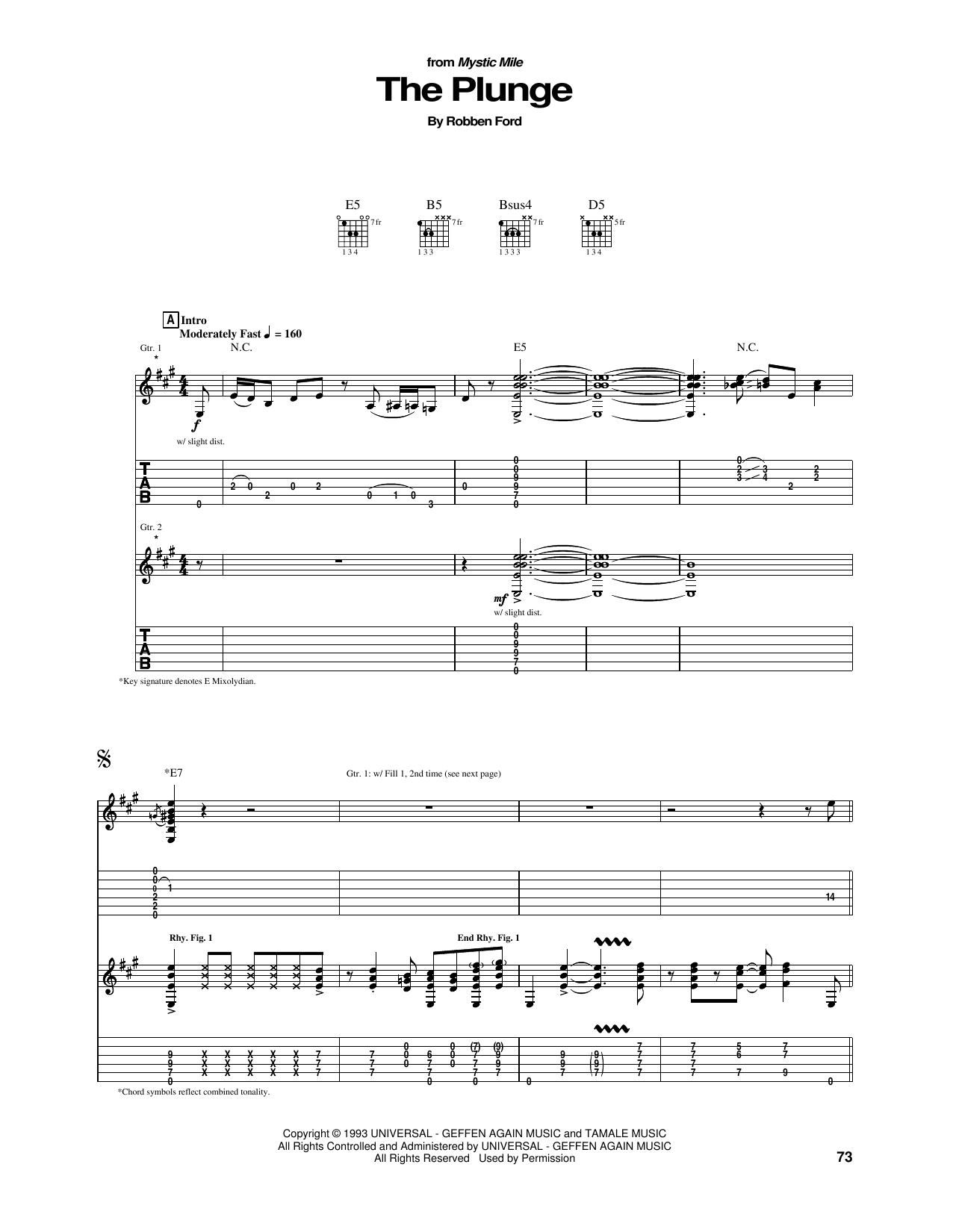 Download Robben Ford The Plunge Sheet Music and learn how to play Guitar Tab PDF digital score in minutes