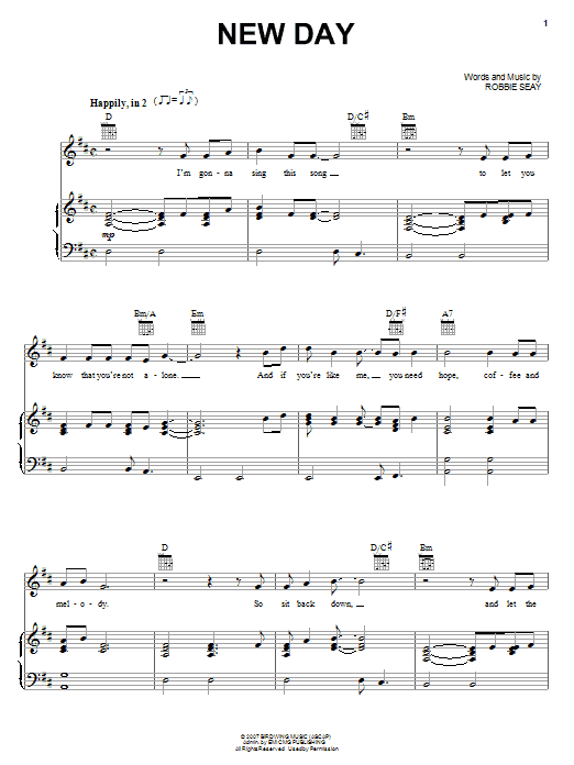 Download Robbie Seay Band New Day Sheet Music and learn how to play Piano, Vocal & Guitar (Right-Hand Melody) PDF digital score in minutes