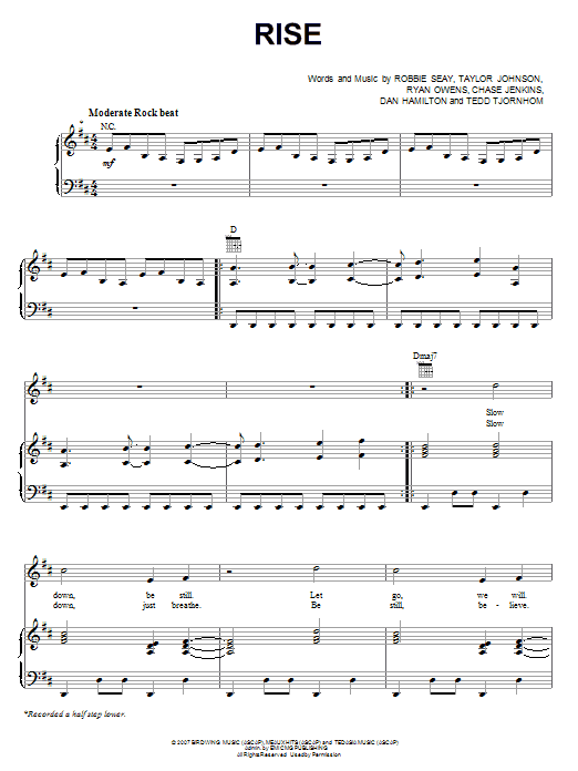 Download Robbie Seay Band Rise Sheet Music and learn how to play Piano, Vocal & Guitar (Right-Hand Melody) PDF digital score in minutes