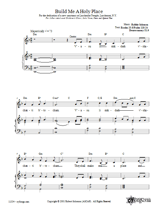Download Robbie Solomon Build Me a Holy Place Sheet Music and learn how to play 2-Part Choir PDF digital score in minutes