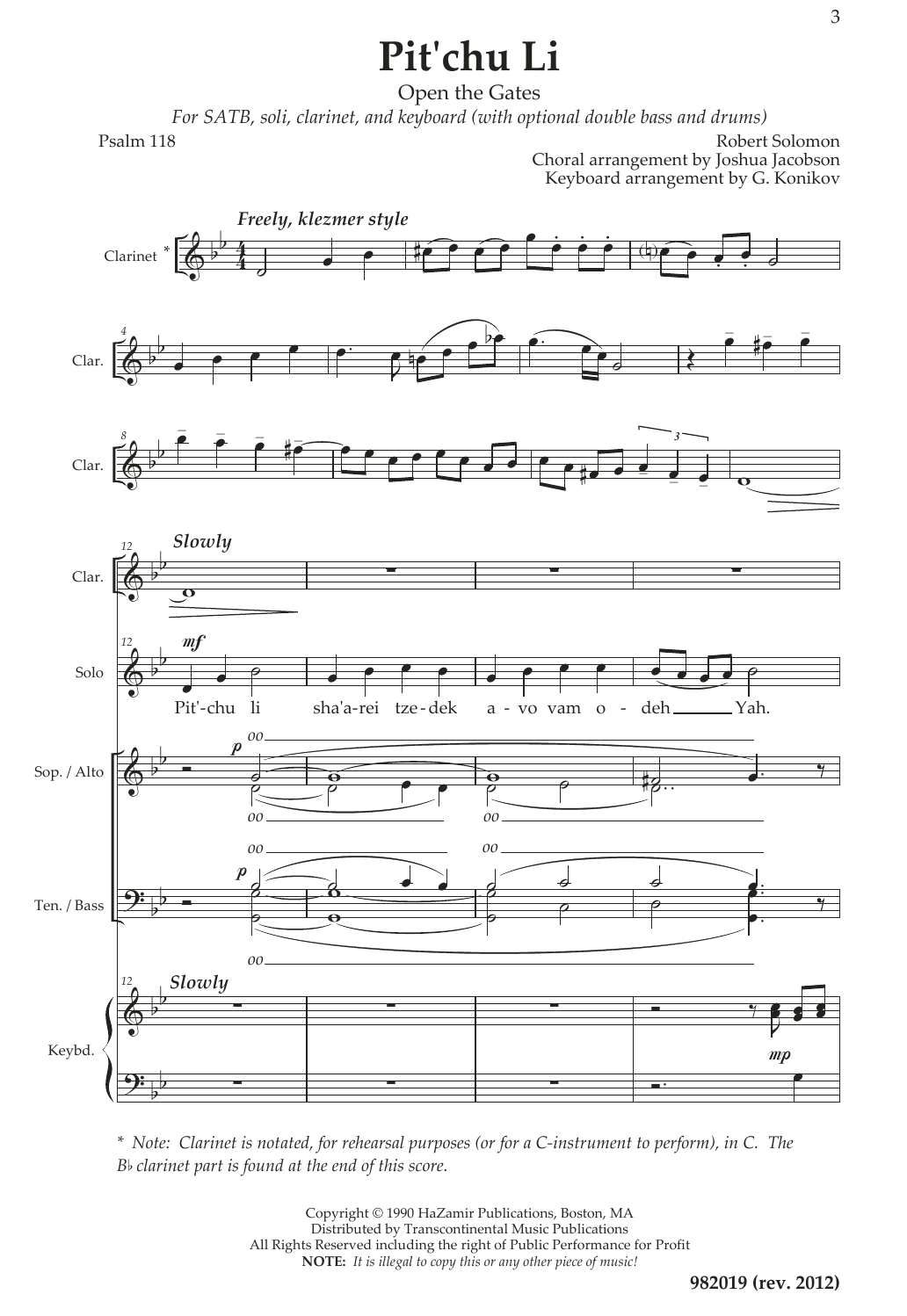 Download Robbie Solomon Pit'chu Li Soli Sheet Music and learn how to play SATB Choir PDF digital score in minutes