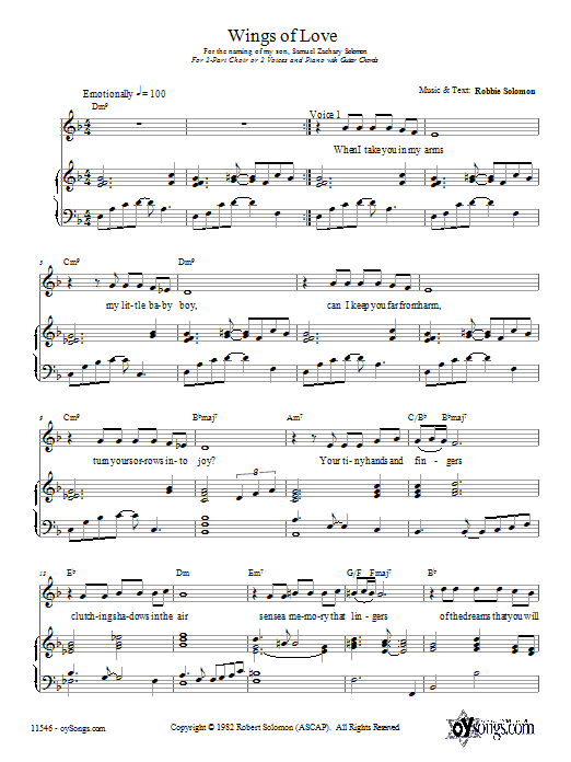 Download Robbie Solomon Wings of Love Sheet Music and learn how to play 2-Part Choir PDF digital score in minutes