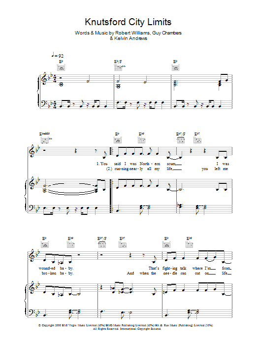 Download Robbie Williams Knutsford City Limits Sheet Music and learn how to play Piano, Vocal & Guitar (Right-Hand Melody) PDF digital score in minutes
