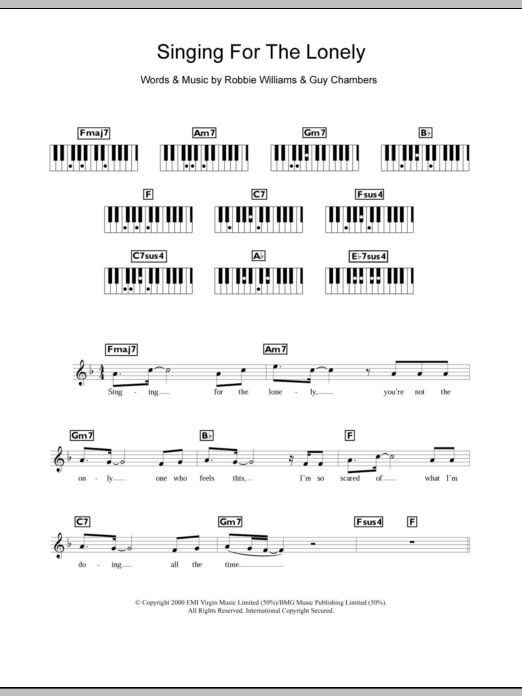 Download Robbie Williams Singing For The Lonely Sheet Music and learn how to play Keyboard PDF digital score in minutes