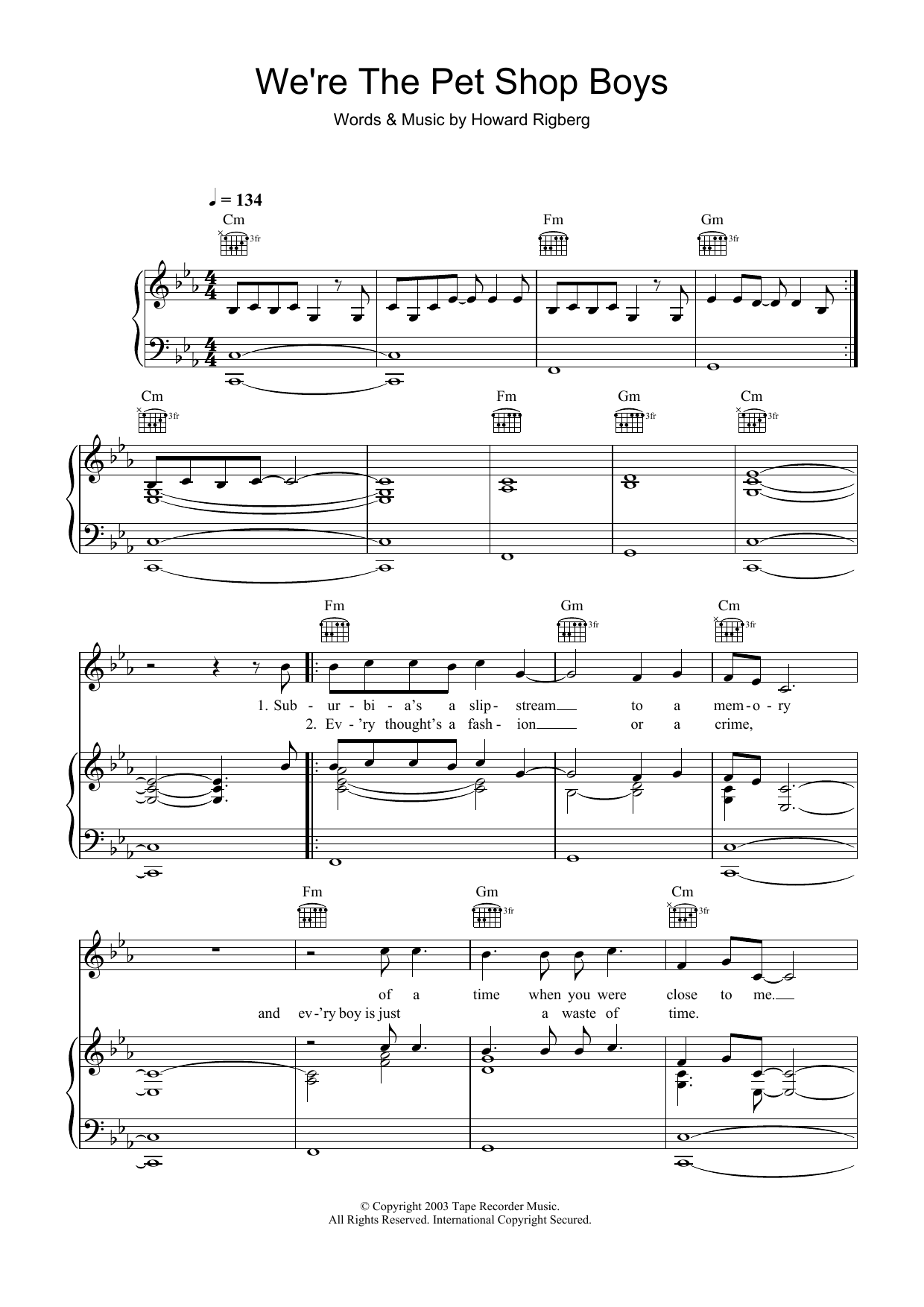 Download Robbie Williams We're The Pet Shop Boys Sheet Music and learn how to play Piano, Vocal & Guitar (Right-Hand Melody) PDF digital score in minutes